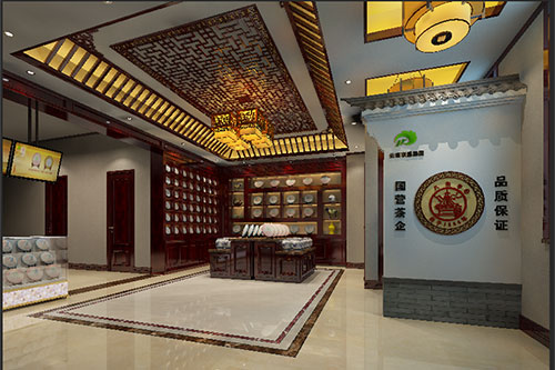 建瓯古朴典雅的中式茶叶店大堂设计效果图