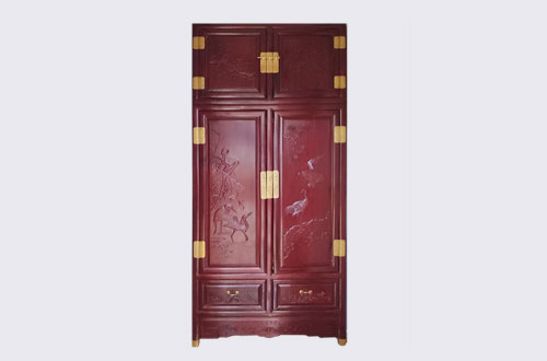 建瓯高端中式家居装修深红色纯实木衣柜
